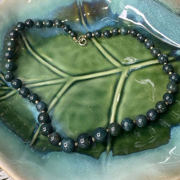 Vintage Strand Handmade Ocean Jasper Gemstone Beaded Necklace 18” Beautiful - Picture 2 of 10